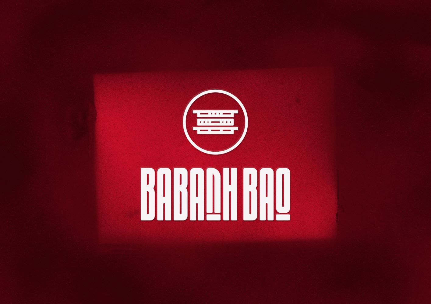 Babanh Bao logo design displayed on bold red background with circular emblem.