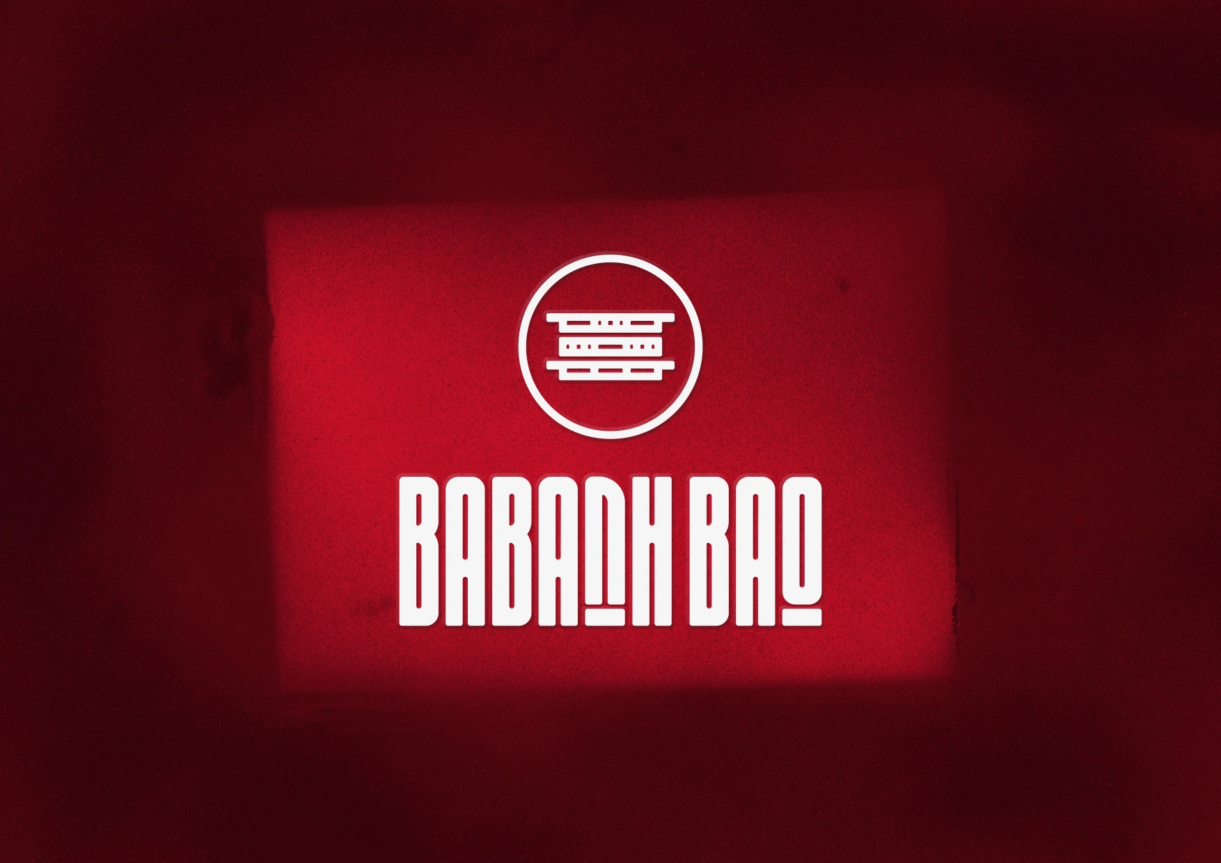 Babanh Bao logo design displayed on bold red background with circular emblem.