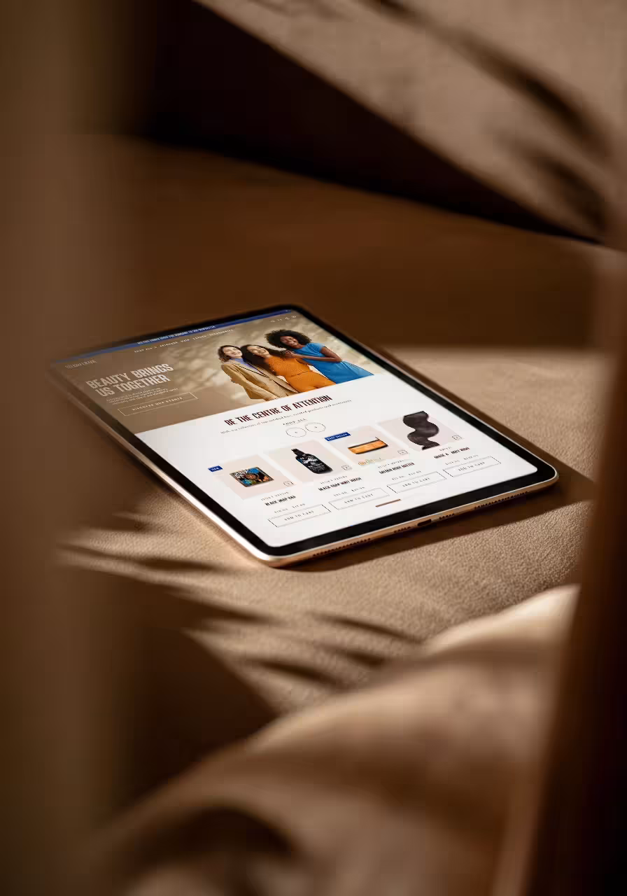 Studio Grade website on a tablet.