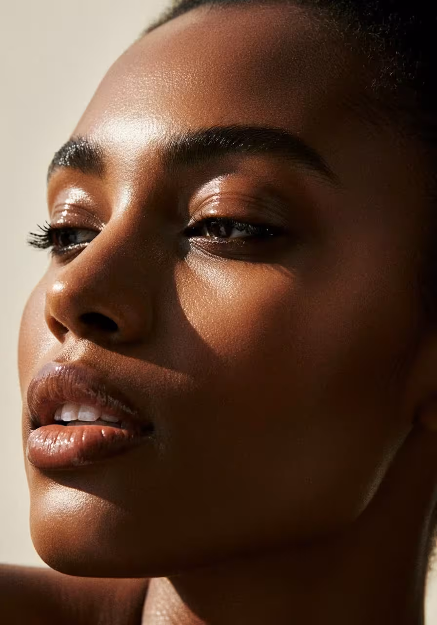 A close-up portrait of a Black woman, representing the Studio Grade aesthetic.